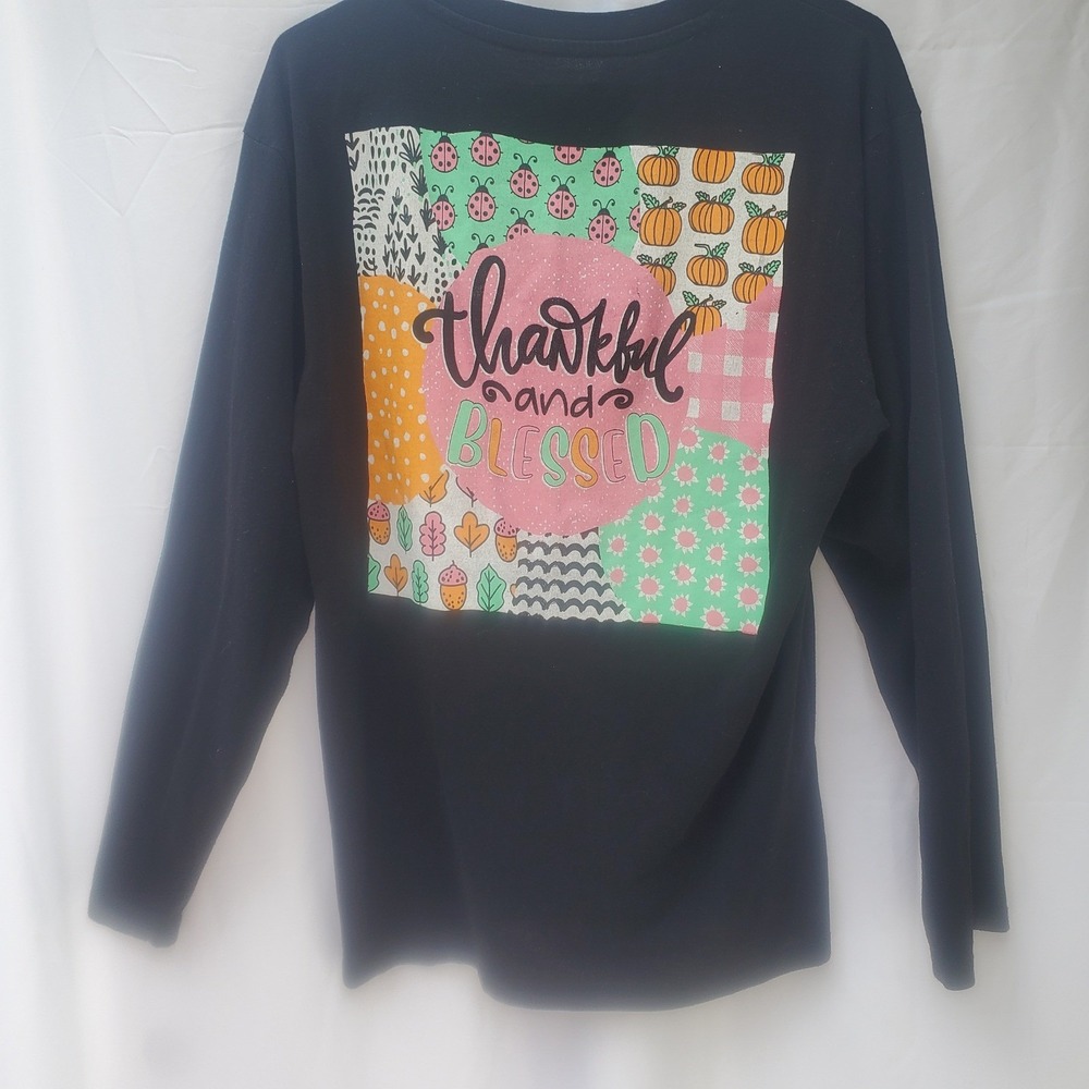 Southern Yall Tennessee Girl Thankful Blessed Graphic Long Sleeve Tee Black XL